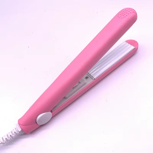 A Mini Hair Iron Pink Corrugated Plate Electric Curling Iron Curl Modelling Tools