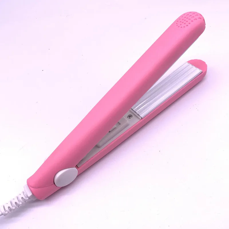 A Mini Hair Iron Pink Corrugated Plate Electric Curling Iron Curl Modelling Tools