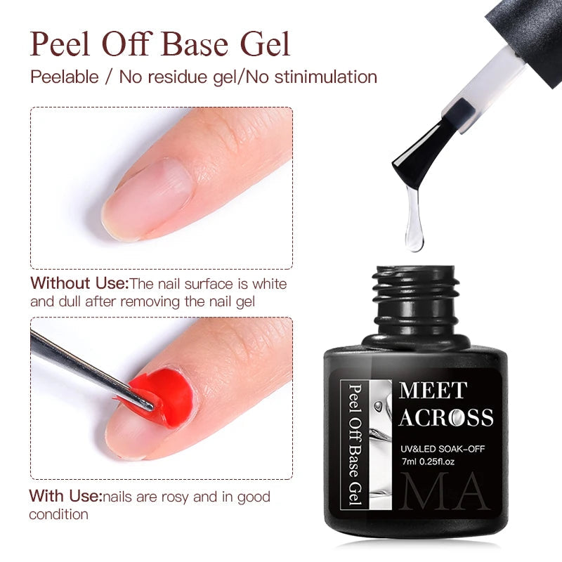 7Ml Peel off Gel Base Gel No Need Remover Water Soak off Nail Art UV Primer Gel Nail Polish Top Coat Polish Lacquer